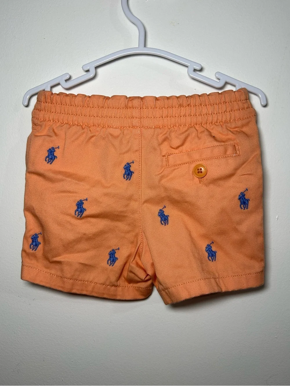 Ralph Lauren Orange Toddler Polo Embroidered Shorts with Blue Logos